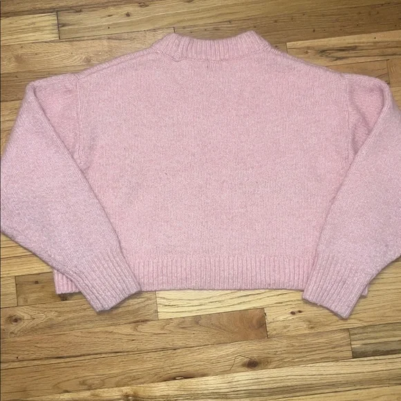H&M Soft Pink Oversized Cropped KnitTurtleneck Sweater Womens Size XXL - Picture 5 of 5
